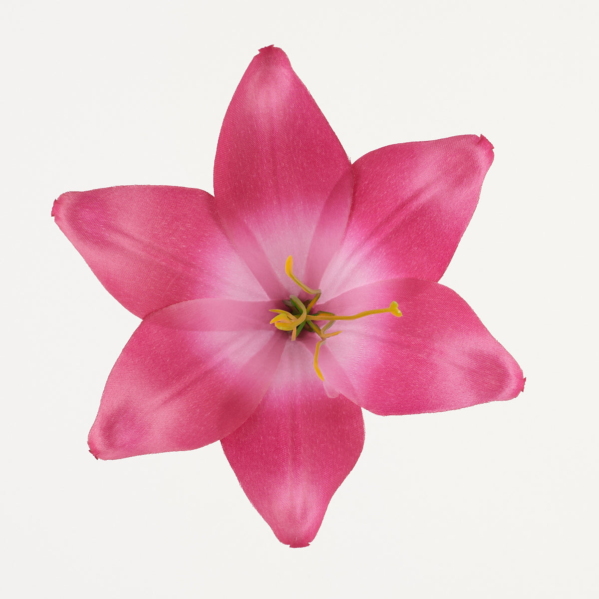 Fuksianvärinen tekoliljan kukkapää, satiini, 13 cm
