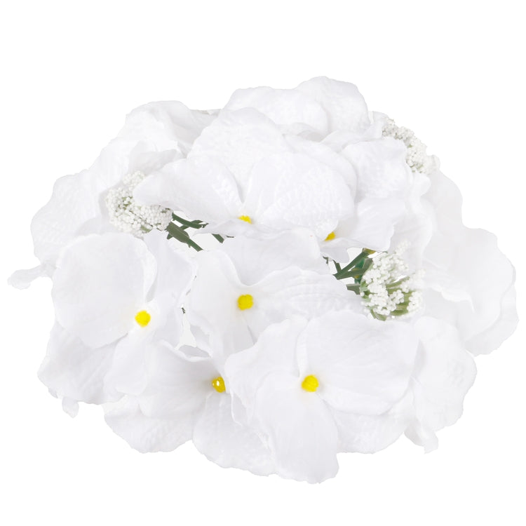 Valge satiinhortensia kunstlillepea Ø19 cm - Kunstlilled