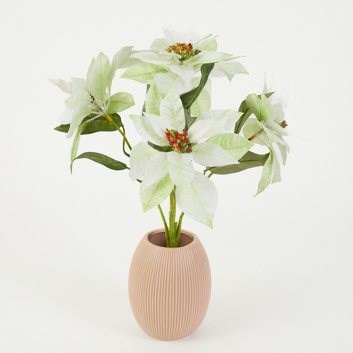 Kerma/vihreä joulutähti – tekokukkakimppu, 50 cm