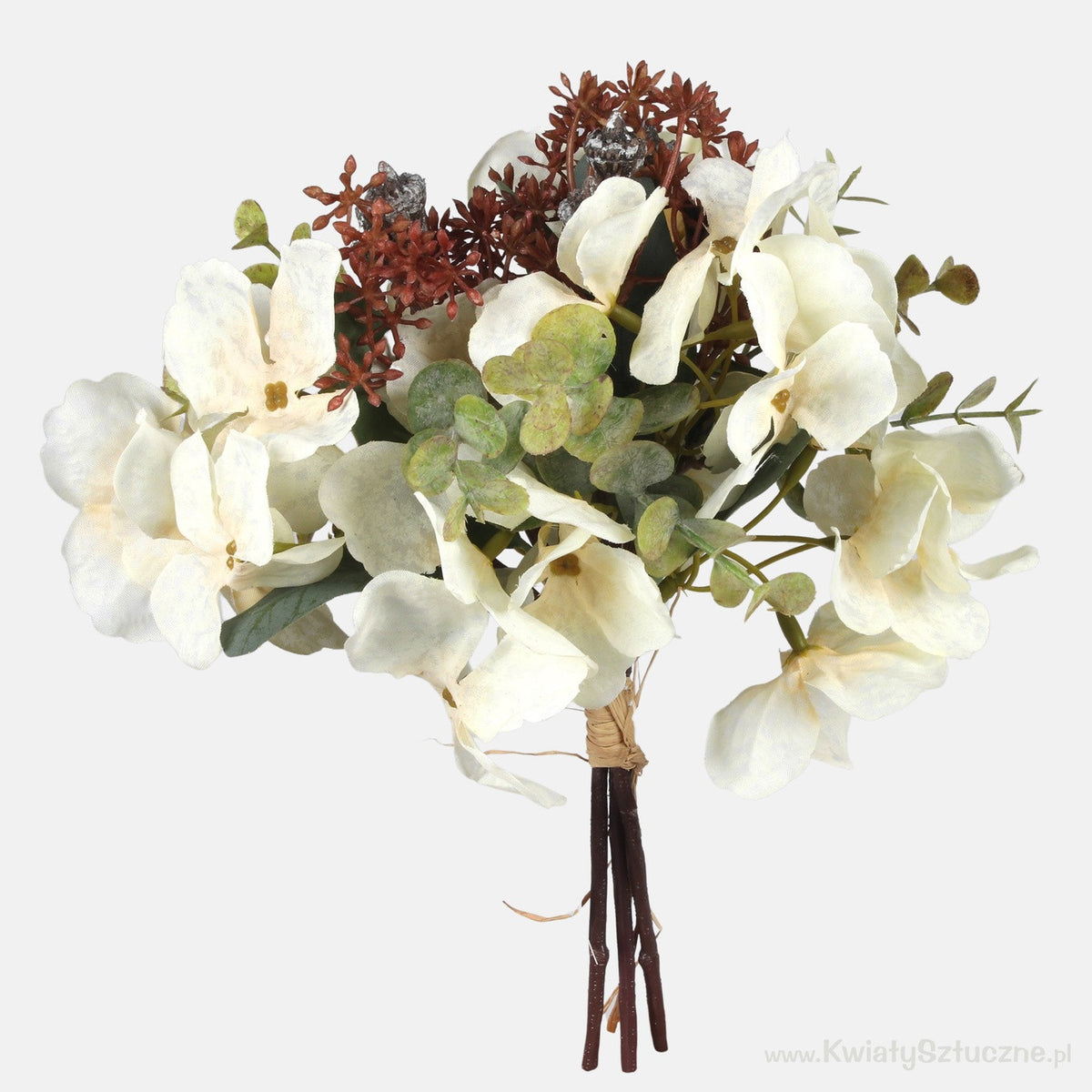 Kermanvärinen tekohortensian kimppu, 24 cm