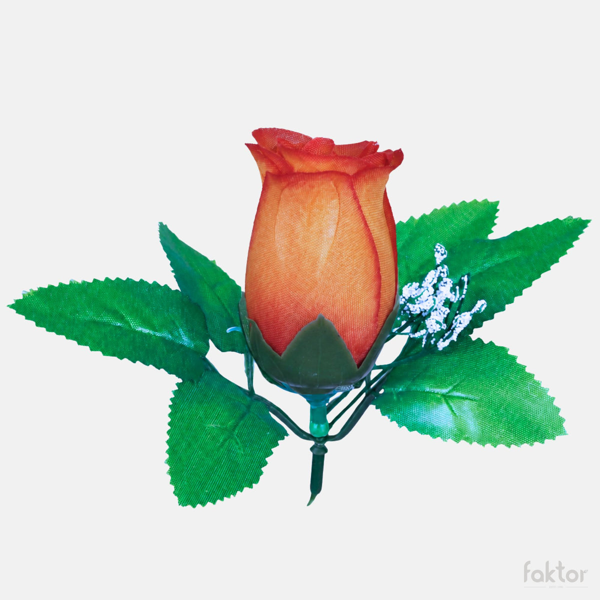 Oranssi tekoruusun kukkapää, 6 cm