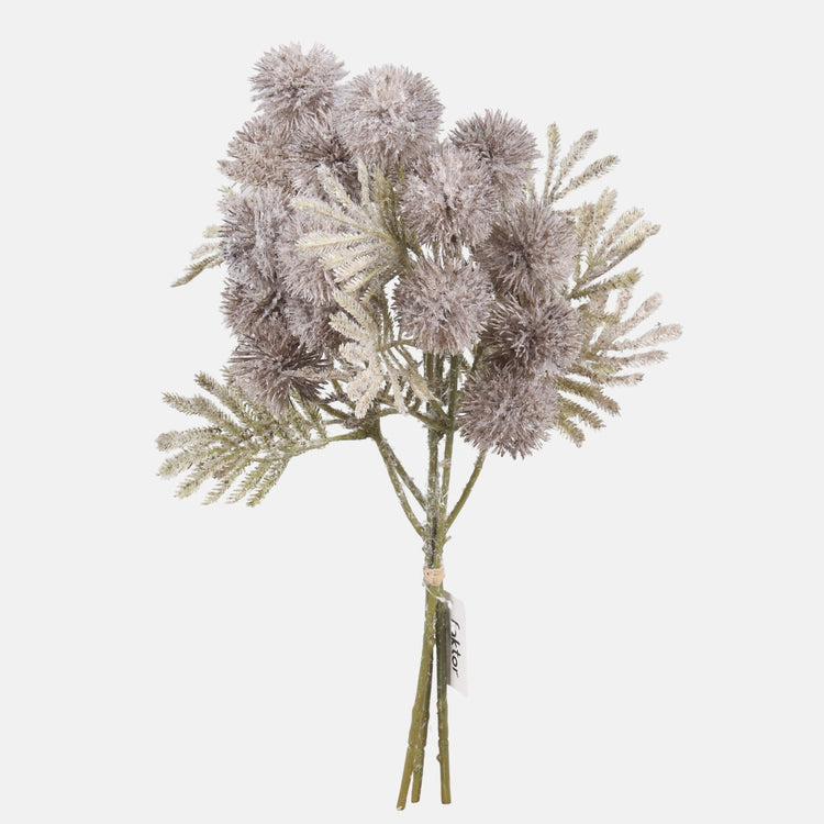 Lumega kaetud lillkapsa kunstlillekimp hall 33 cm - Kunstlilled