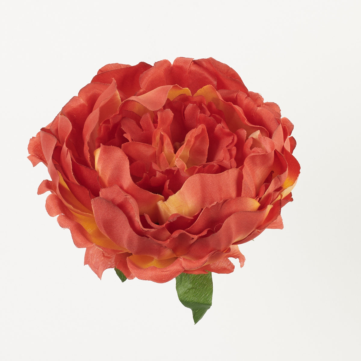 Ruskea/vihreä tekopionin kukkapää, 7.5 cm