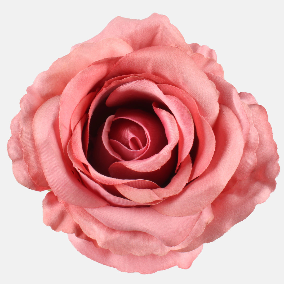 Syksyinen lohenpunainen tekoruusun kukkapää, 12 cm