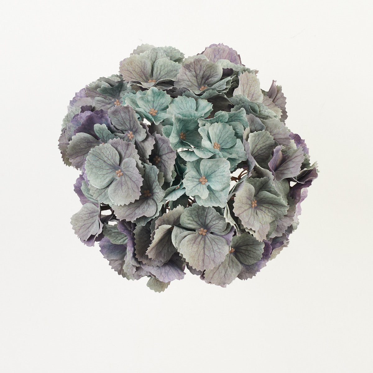 Syksyinen/vihreä/violetti tekohortensian kukkapää, 21 cm