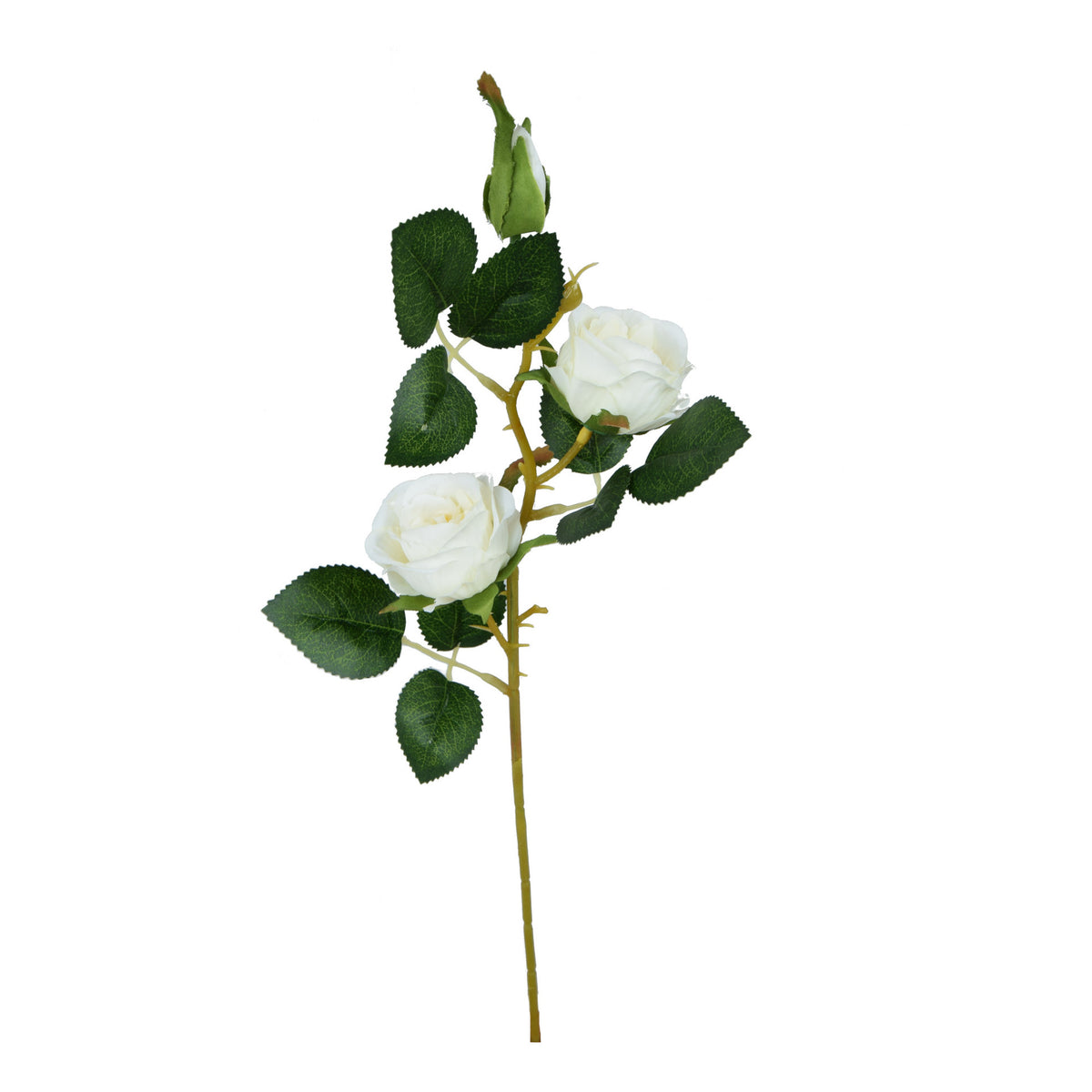 Valkoinen tekoruusun kukkavarsi, 53 cm