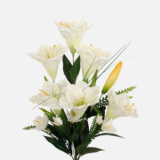 Kreemjas amarüllise kunstlillebukett 60 cm - Kunstlilled