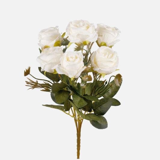 Kreemjas roosi kunstlillebukett 6 tk 30 cm - Kunstlilled
