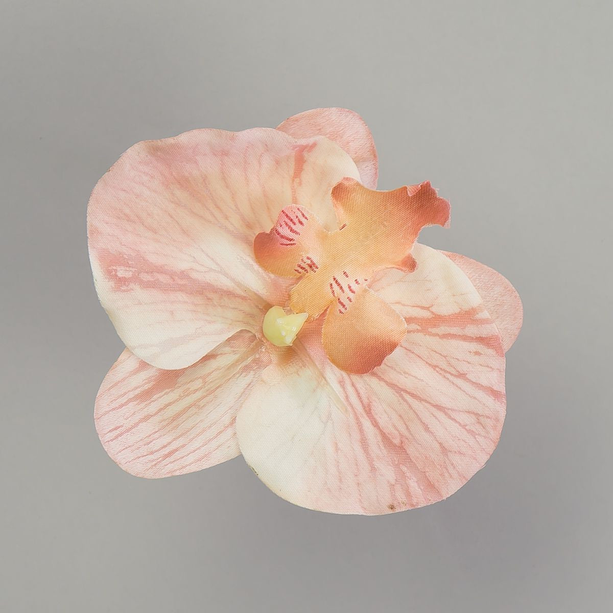 Beige/ruskea tekoorkidean kukkapää, satiini, 11 cm, 12 kpl