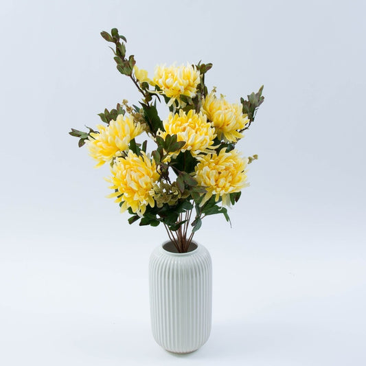 Helekollase krüsanteemiga kunstlillekimp 50 cm - Kunstlilled