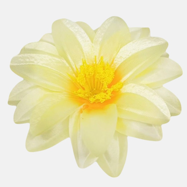 Dahlia kunstlillepea helekollane satiin Ø12 cm - Kunstlilled