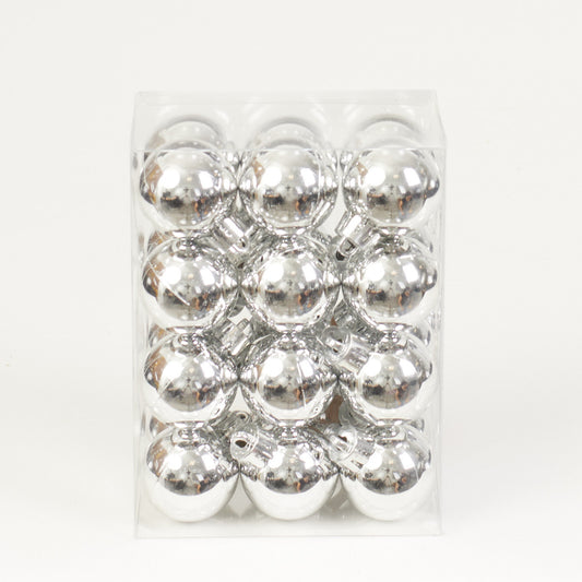 Hopeanvärinen joulukoriste, 3 cm, 24 kpl / pakkaus