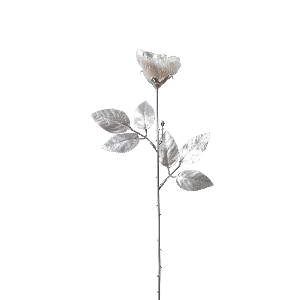 Hopeanvärinen ruusu – joulukoriste, 51 cm