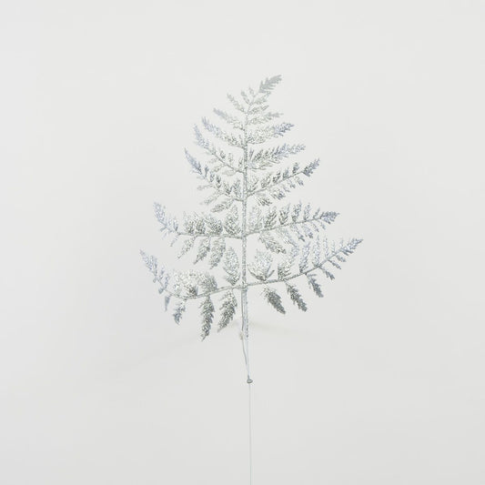Hopeanvärinen saniainen – tekolehti, kimalle, 36 cm