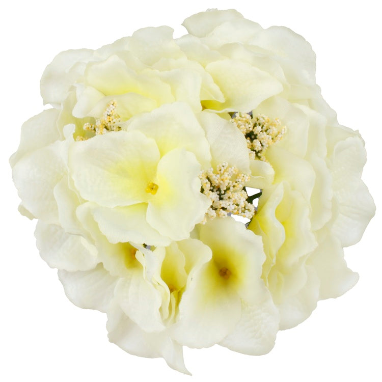 Helekollane satiin Hortensia kunstlillepea Ø19 cm - Kunstlilled