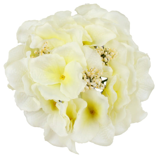 Helekollane satiin Hortensia kunstlillepea Ø19 cm - Kunstlilled