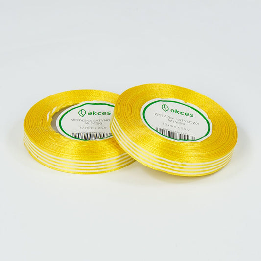 Keltainen koristenauha, satiini, 12 mm