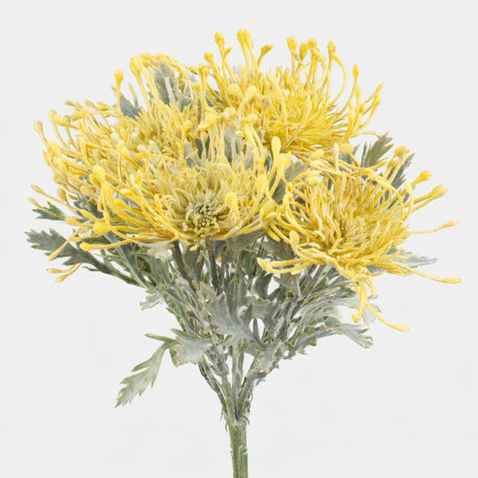 Keltainen protea – tekokukkakimppu, 32 cm
