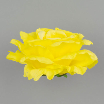 Keltainen tekoruusun kukkapää, 8 cm