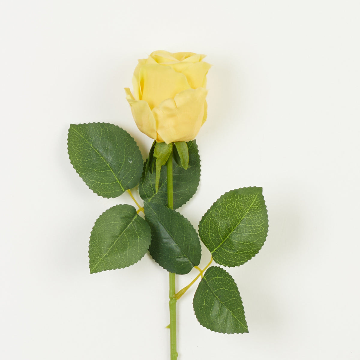 Keltainen tekoruusun kukkavarsi, 45 cm