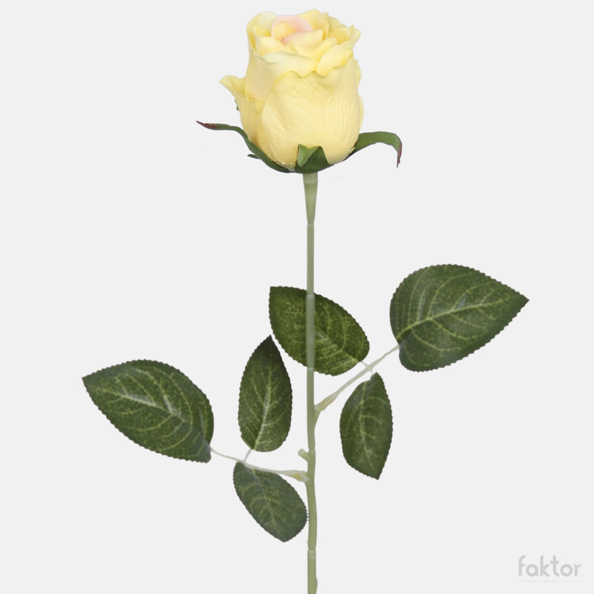 Keltainen tekoruusun kukkavarsi, 45 cm