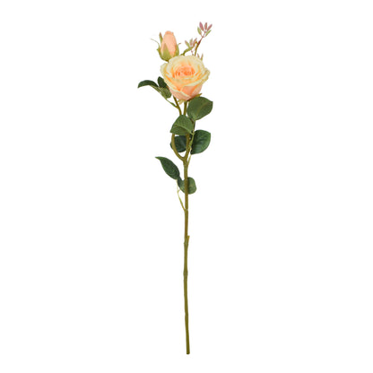 Keltainen tekoruusun kukkavarsi, 65 cm