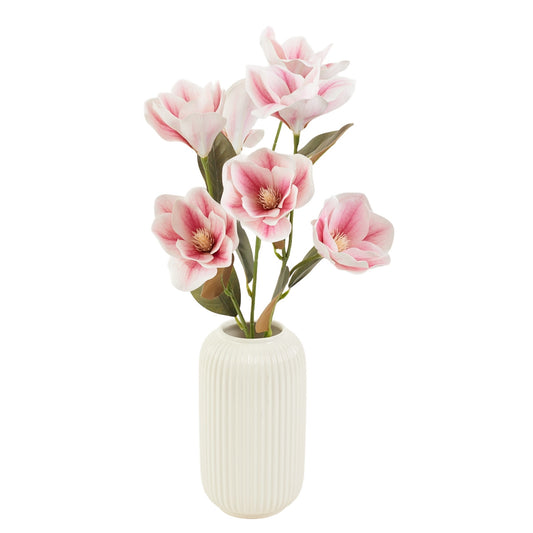 Kerma/vaaleanpunainen magnolia – tekokukkakimppu, 55 cm