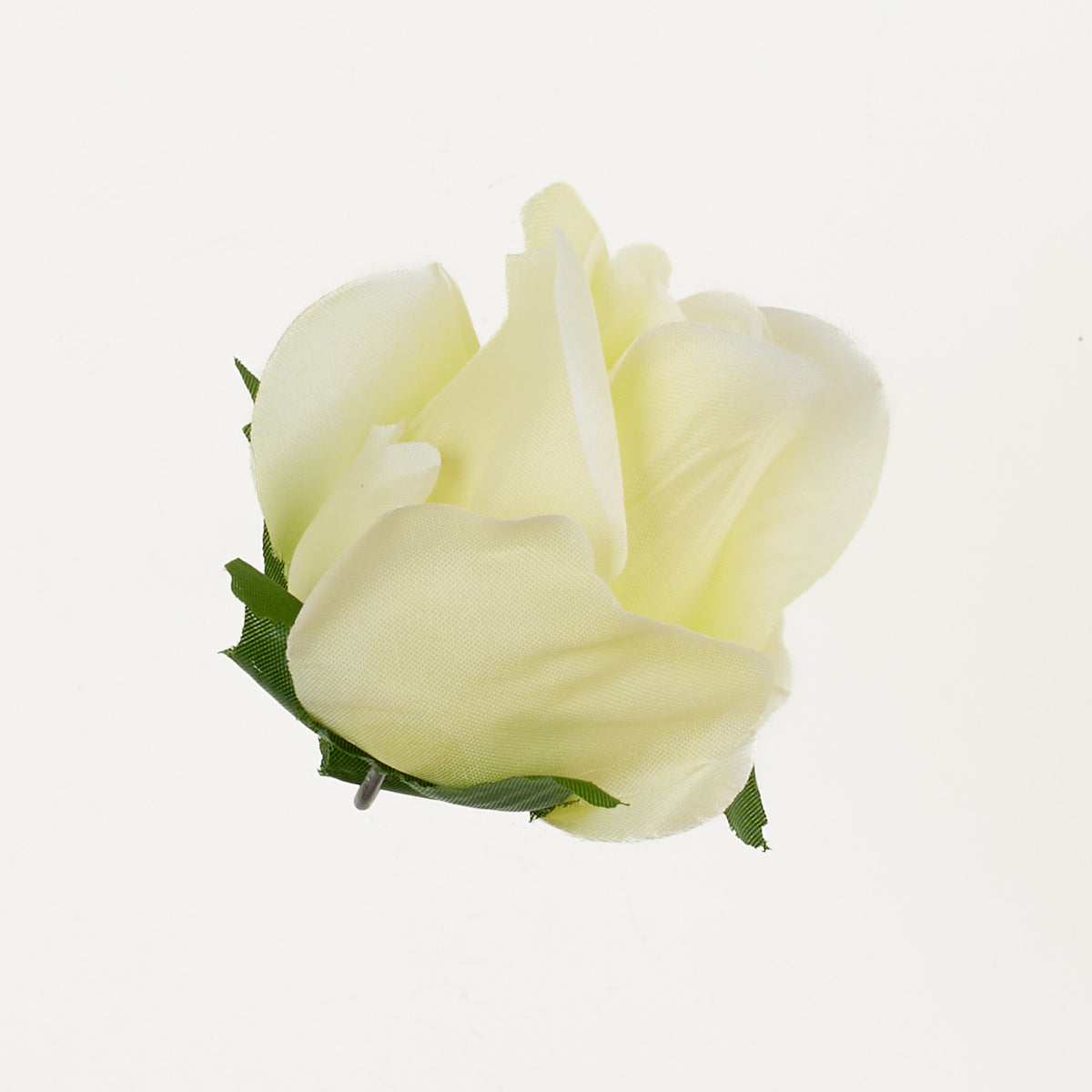 Kermanvärinen tekoruusun kukkapää, satiini, 9 cm
