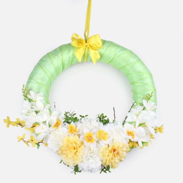 Kollane-valge õlepõhjaga lillepärg Ø40 cm - Kunstlilled