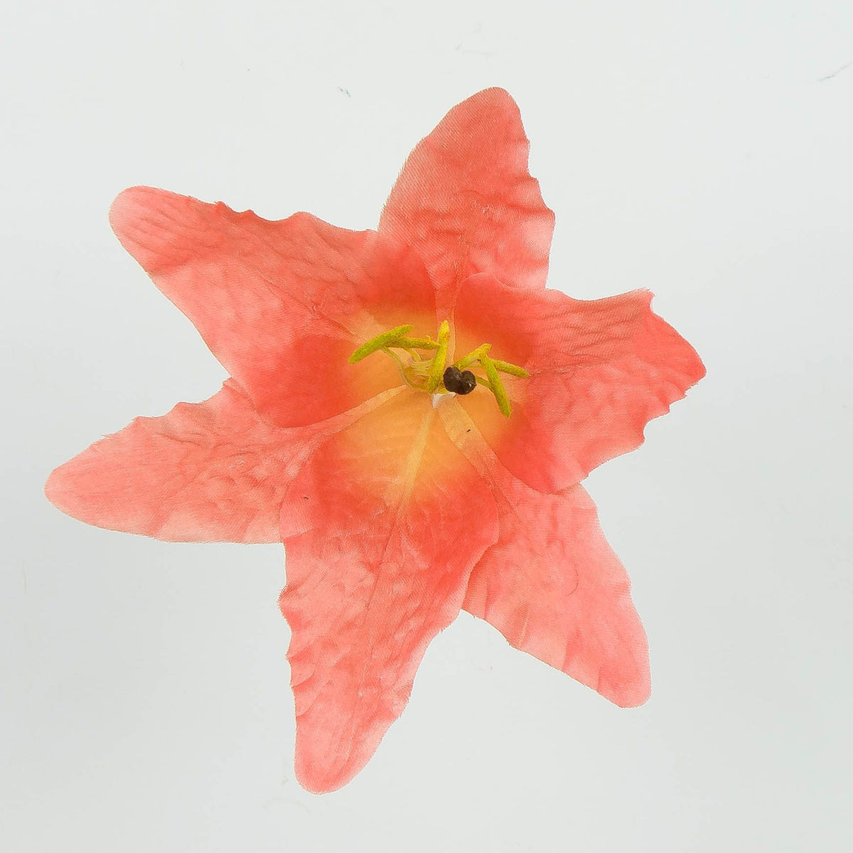 Korallinvärinen tekoliljan kukkapää, 14 cm, 12 kpl