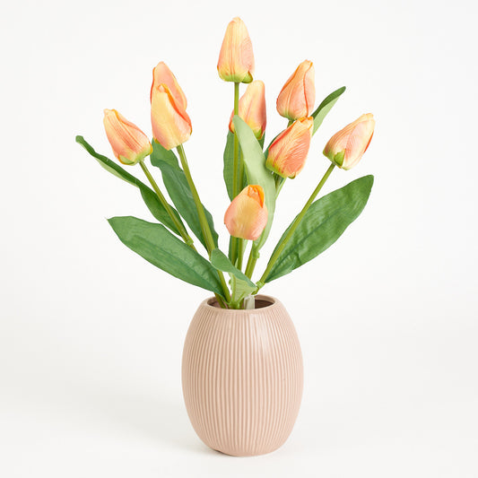 Korallinvärinen tekotulppaanin kimppu, 44 cm