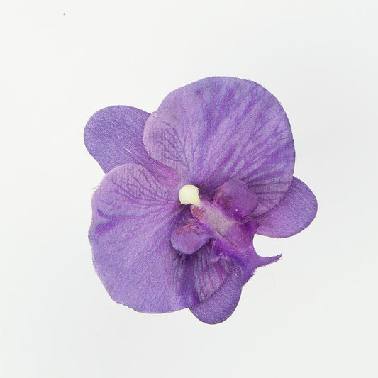 Liila tekoorkidean kukkapää, satiini, 11 cm, 12 kpl