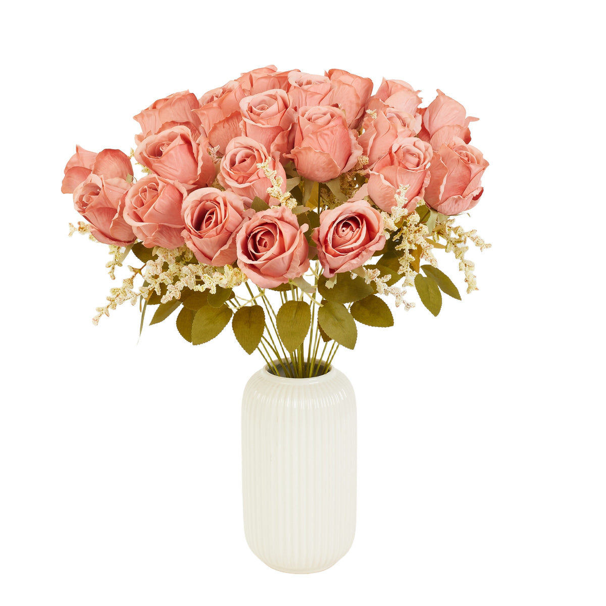 Lohenpunainen tekoruusun kimppu, 45 cm