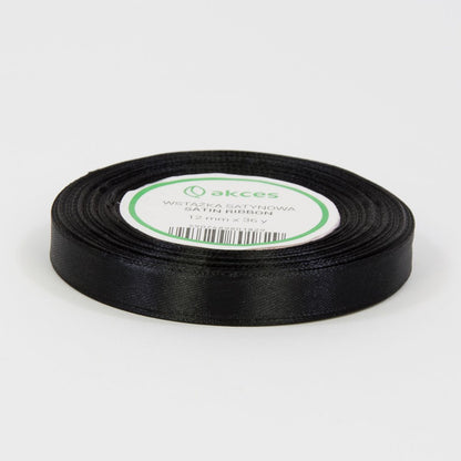 Musta koristenauha, satiini, 12 mm