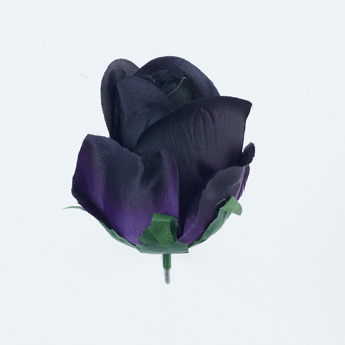 Musta/violetti tekoruusun kukkapää, satiini, 9 cm, 12 kpl