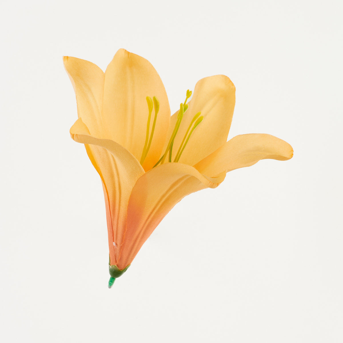 Oranssi tekoliljan kukkapää, satiini, 13 cm