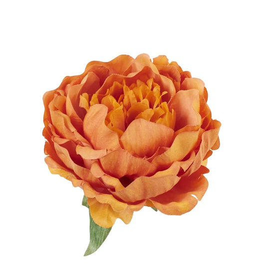 Oranssi tekopionin kukkapää, 13 cm