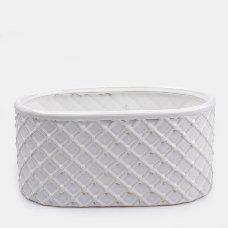 Valge ovaalne keraamiline alus 29,5 cm - Kunstlilled