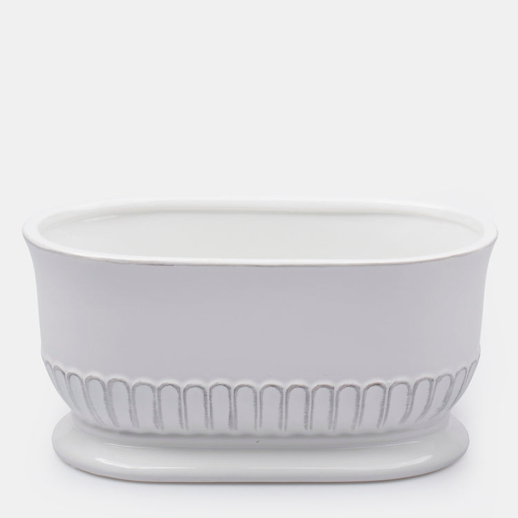 Ovaalne valge keraamiline lillepott 27,5 cm - Kunstlilled