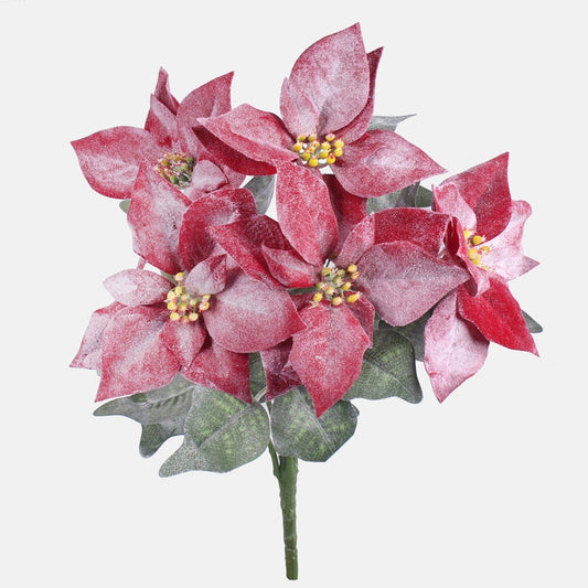 Punase sametise jõulutähe kunstlillekimp 50 cm - Kunstlilled