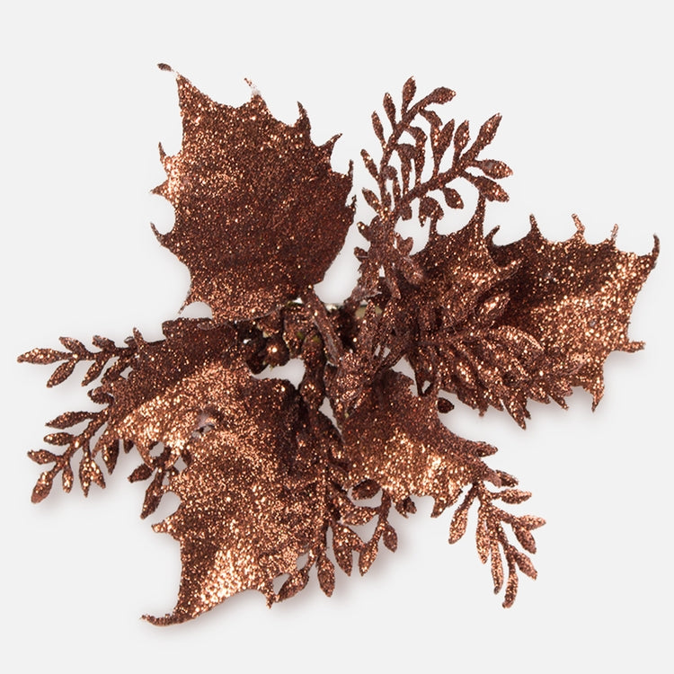 Jõulutähe lillepea klambriga litterpruun Ø14 cm - Kunstlilled