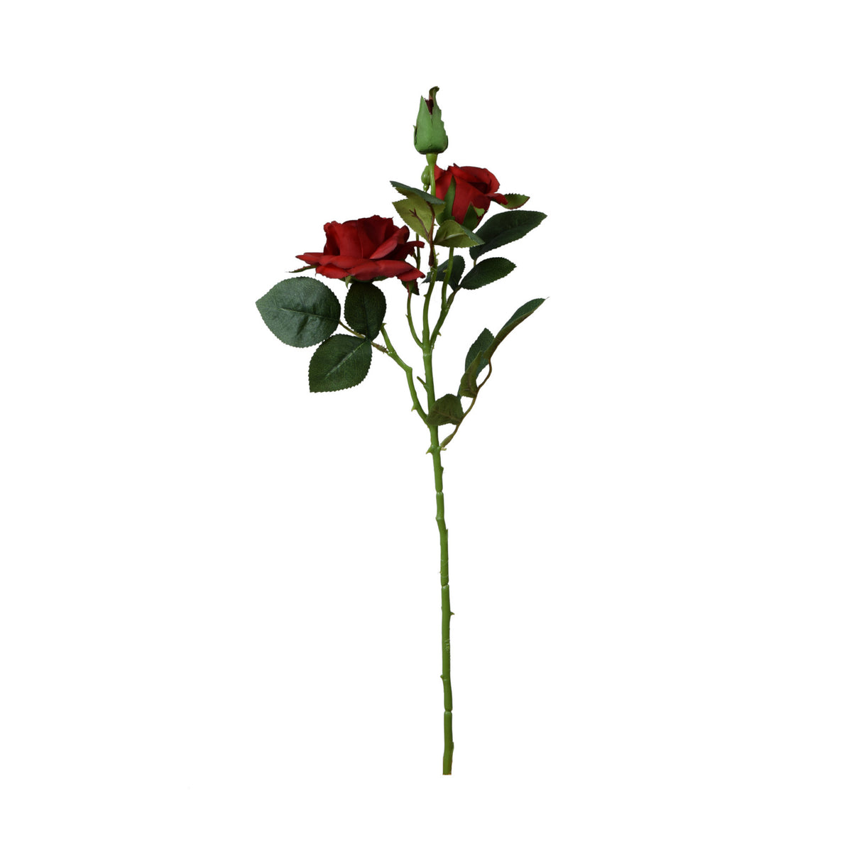 Punainen tekoruusun kukkavarsi, kumipinta, 53 cm