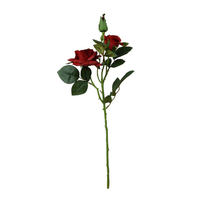 Punainen tekoruusun kukkavarsi, kumipinta, 53 cm