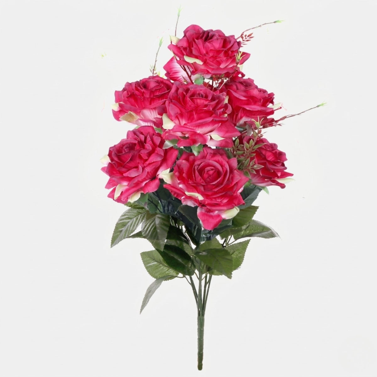 Punainen/vihreä tekoruusun kimppu, 62 cm