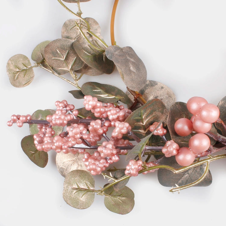 Roosa eukalüptimarjast pärg Ø25 cm - Kunstlilled