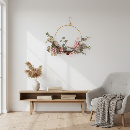 Roosa eukalüptimarjast pärg Ø25 cm - Kunstlilled