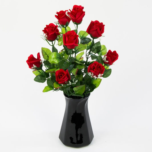 Punase kunstroosi kimp 51 cm - Kunstlilled