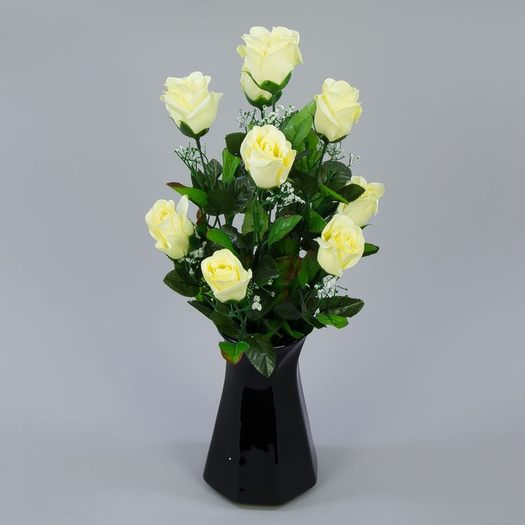 Kreemjas roosi kunstbukett 51 cm - Kunstlilled