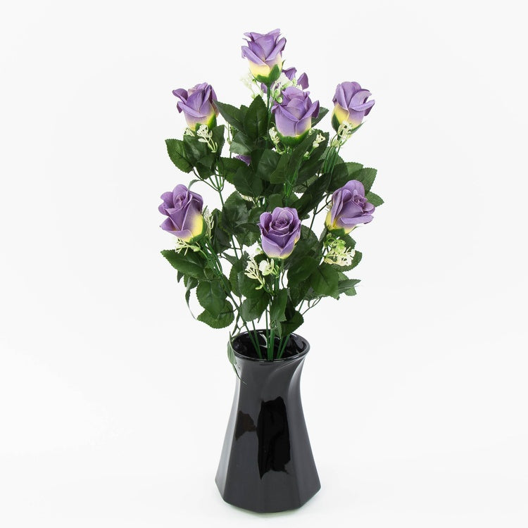 Helekollane-lilla kunstroosibukett 51 cm - Kunstlilled