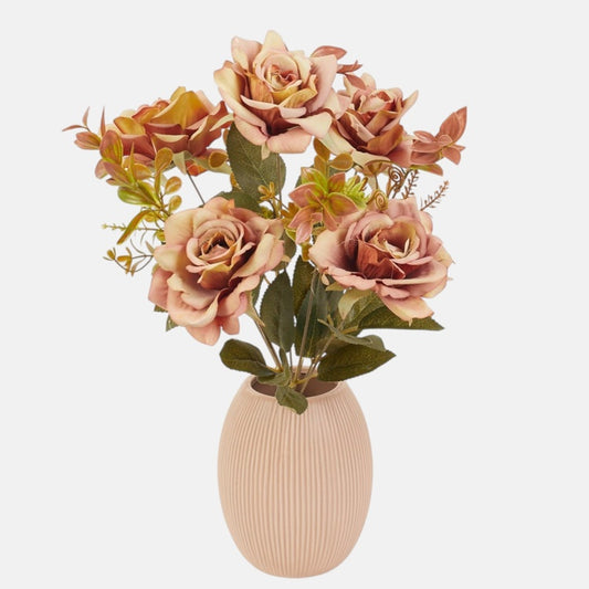 Pruuni roosi kunstlillekimp 47 cm - Kunstlilled
